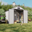 Remise de rangement extérieure 8 x 6 pi, remise à outils de jardin en résine avec portes doubles verrouillables, plancher intégré et toit incliné résistant aux intempéries pour le rangement dans la cour arrière, alimentation de piscine-130770292-132008078