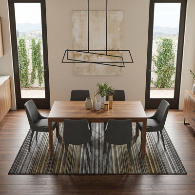 Selena Collection Striped Black and Gold Modern Area Rug