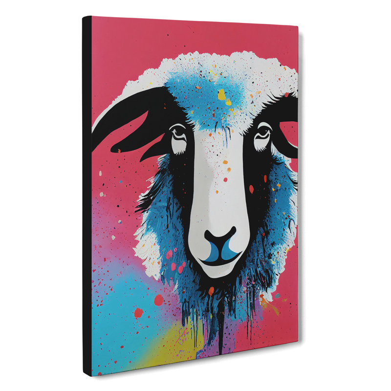 Sheep Paint Drip No.1 Abstract - Wrapped Canvas Print, 50cm H x 35cm W x 3cm D