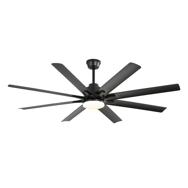  52-inch Modern Ceiling Fan with Light, 8 ABS Blades, DC Motor, 6 Speeds, Downrod Mount for Bedroom, Living Room