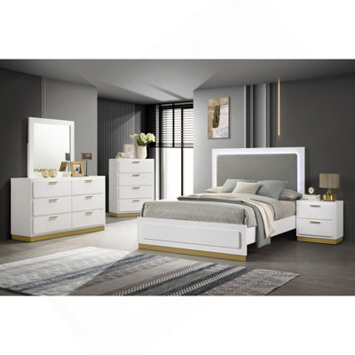 Ensemble de chambre avec grand lit 5 pièces White