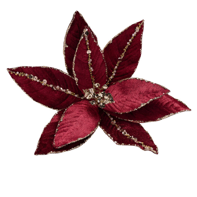 Velvet Poinsettia with Clip Burgundy