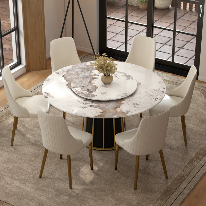 Zyriana 6 - Person Pedestal Dining Set, Pandora
