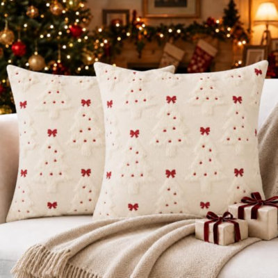 Ensemble de 2 housses de coussin pour arbre de Noël 22 x 22 - blanc