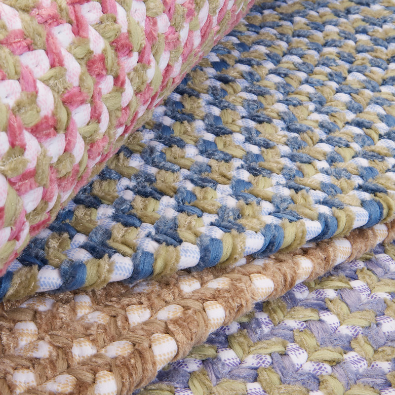 Tapis bleu tressé à la main Chickerell, Ovale 7 pi x 9 pi