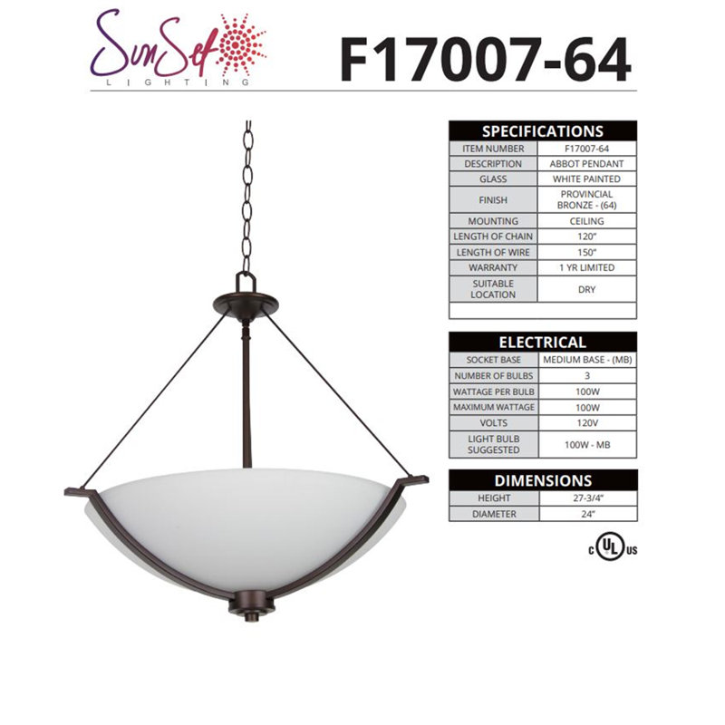 Luminaire bol suspendu à 3 lumières Faxon, Noir