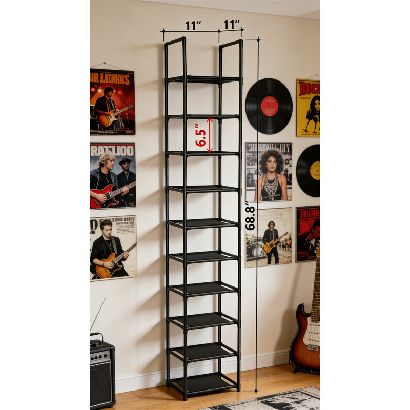 10-Tier Space Saving Vertical Single Pair Shoe Rack Storage Organizer