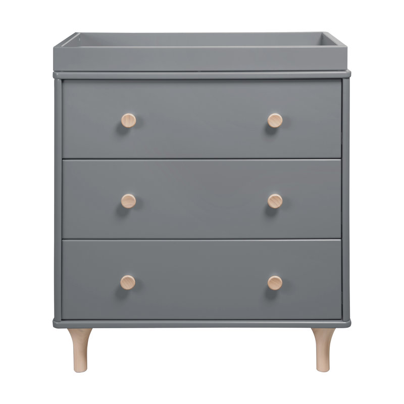Lolly 3 Drawer Changing Table, Gray/Washed Natural