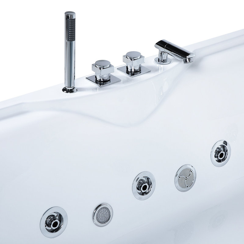 Iveta 1800mm x 900mm Corner Whirlpool Acrylic Bathtub with Tap
