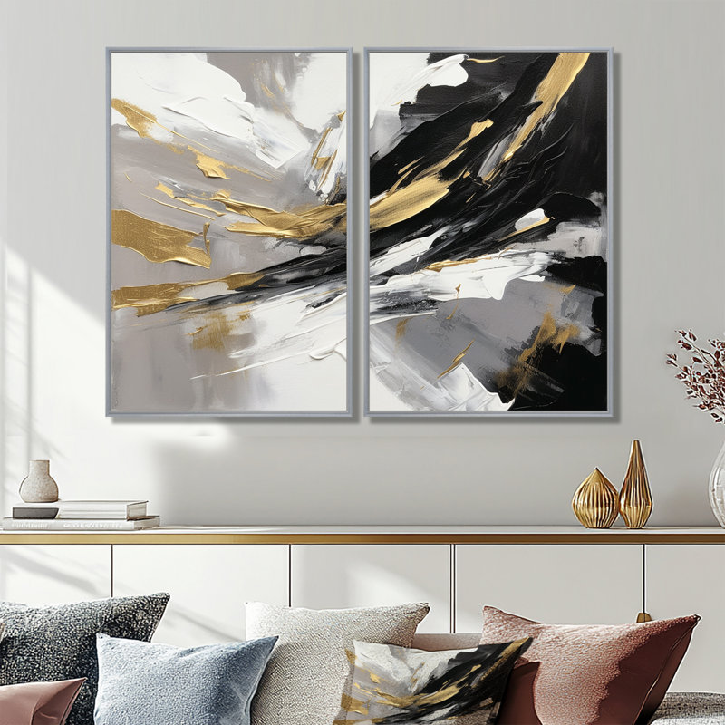 Mystery Awakening III - Décoration murale abstraite, H 36 po x l 48 po, Impression encadrée flottante, Argent argent