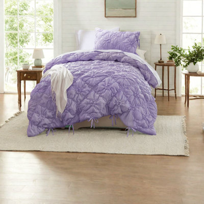 Textured Floral Bedding Sets, Purple Microfiber, Cozy Chic Style, All-season Comfort