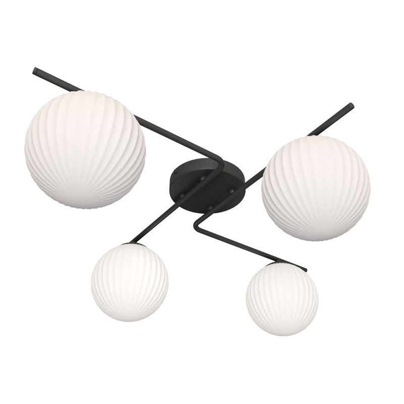 Danetta Flush Mount, Matte Black/Opal