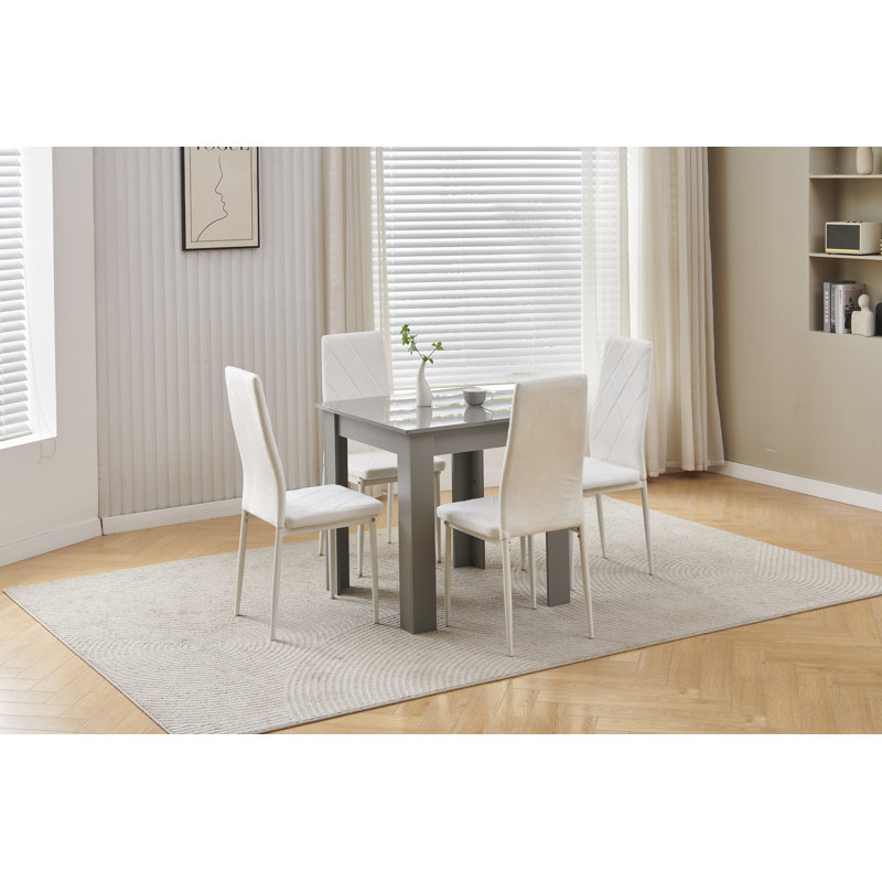 Dining Set, White Velvet Chairs#4