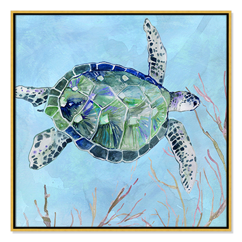 «Sea Turtle I» par Carol Robinson, Or, H 31,5 po x l 31,5 po x P 2 po