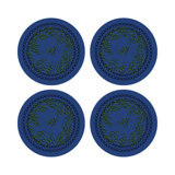 Christmas Berries Red White Vegan Leather Round Coasters