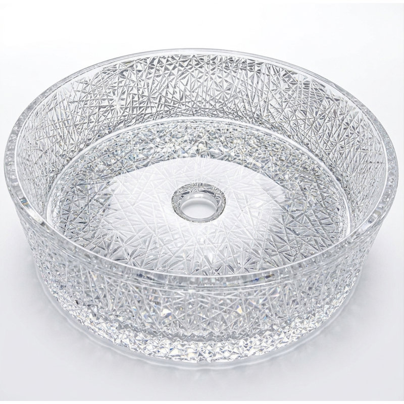 Stadium 16" Tempered Glass Circular Vessel Bathroom Sink - Timeless Collection, Clear
