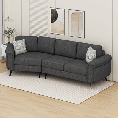Enhance Comfort With  Curved 3-Seater Sofa, Ergonomic Armrests, Removable Pillows