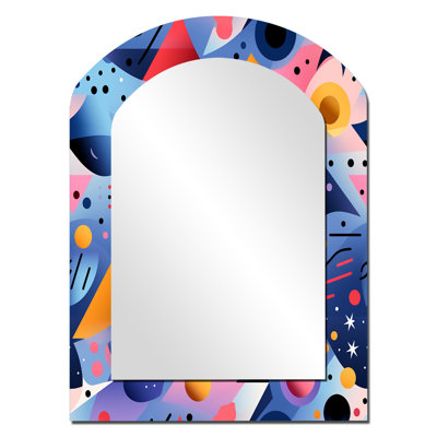Multicolore motif géométrique sympa et symétrique - miroir géométrique en arc, miroir mural asymétrique moderne, impression d'art en métal