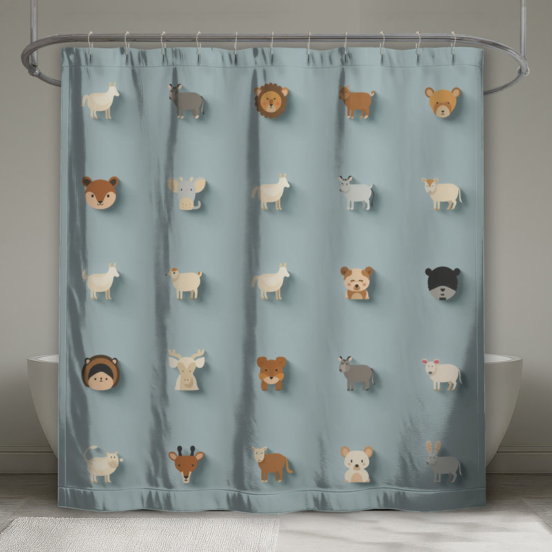 Rideaux de douche Cute Animal Icon, L 70 po x H 84 po