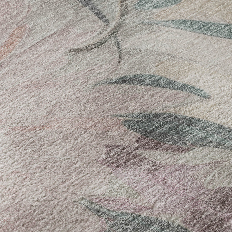 Tapis floral lavable à la machine de qualité supérieure Mayfield AMF2264, Beige, Rond 8 pi