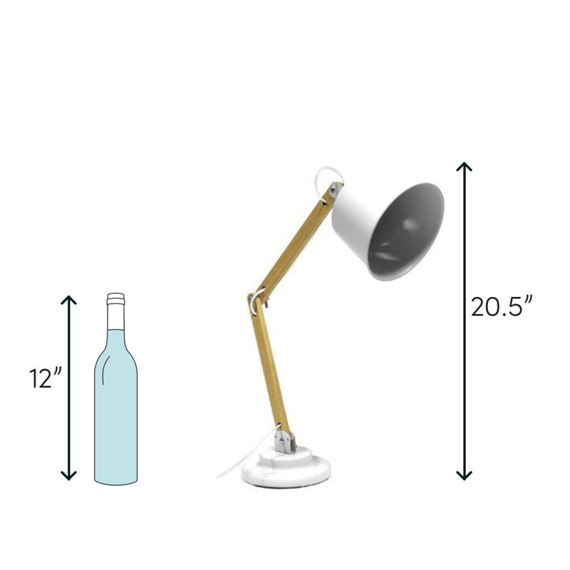 Lampe de bureau 21 po Danual, Blanc, Interrupteur marche/arrêt, H 18 po x l 8 po x P 8 po