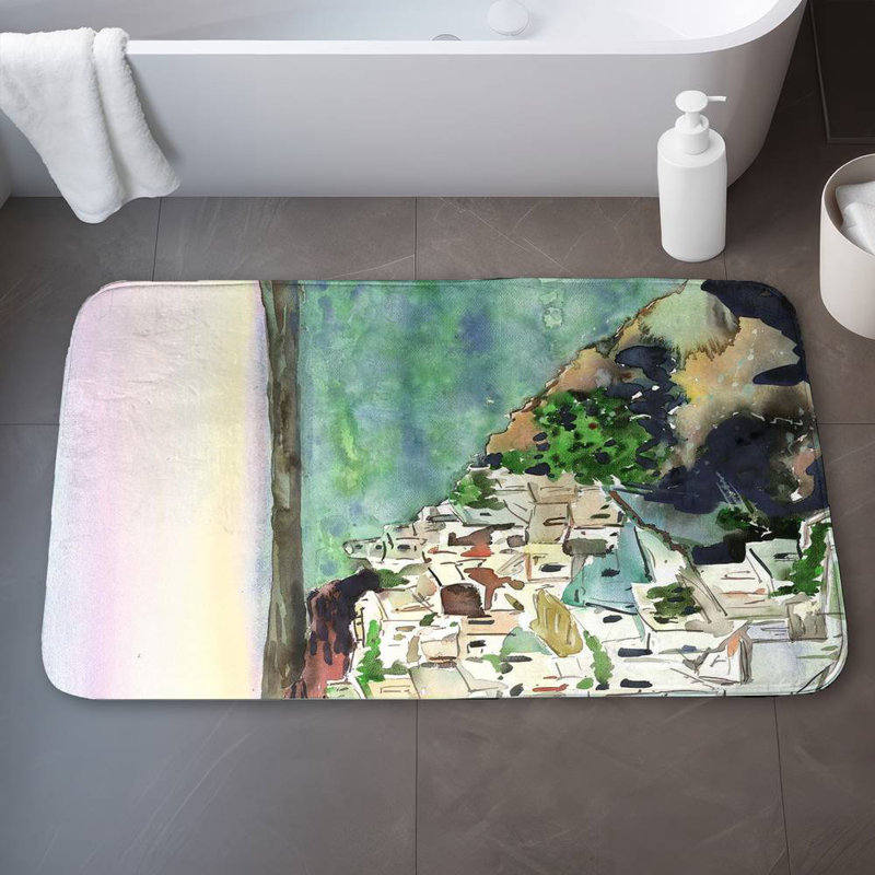 Landscape of crete Bath Mat with Non-Slip Backing - Quick Dry Memory Foam Bathroom Rug - Absorbent - Modern Plush Spa-Style - Machine Washable