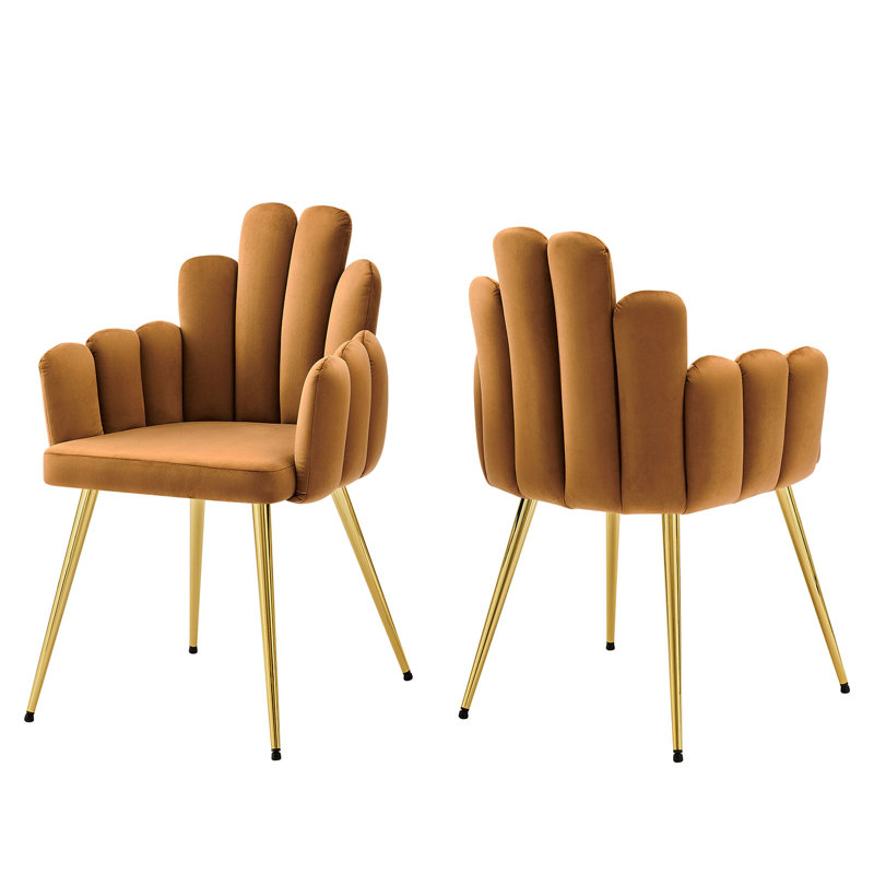 Ensemble de 2 chaises de salle à manger en velours Modway Viceroy Performance, Cognac