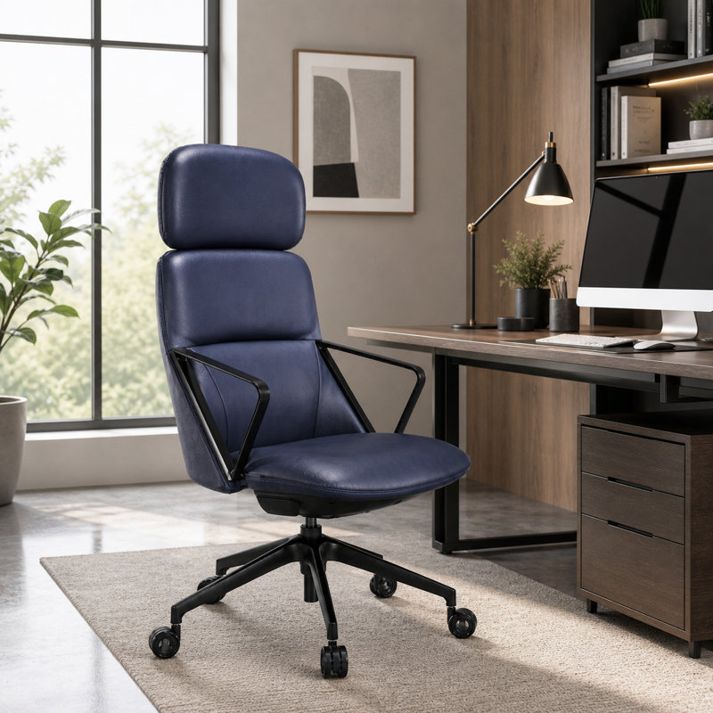 Fauteuil de bureau pivotant en cuir véritable Nouhaus Linea 