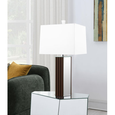 Lampe de table carrée 30 po à miroir effilé brun