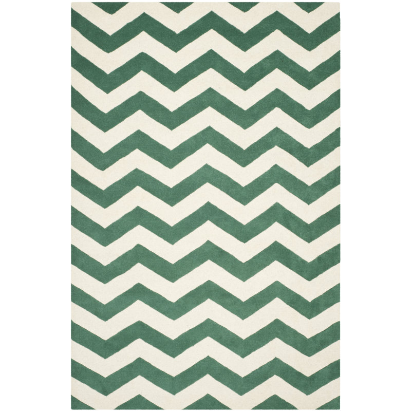 Crumbley Chevron Wool Hand Woven Area Rug, Rectangle 61 x 91 cm