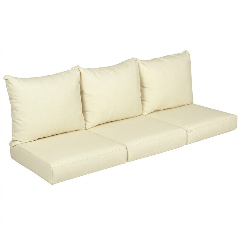 Sunbrella Outdoor Solid Deep Seating Sofa Pillow and Cushion Set, Sunbrella - Canvas Natural, 23.5 in W x 23 in D x 5 in H