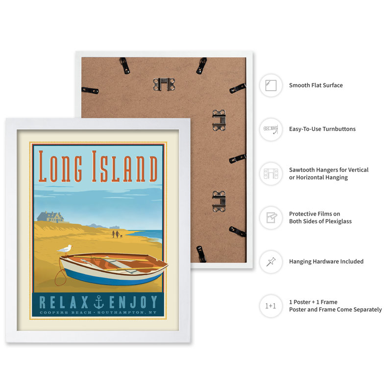 Long Island, Affiche, H 24 po x l 32 po, Encadrement blanc