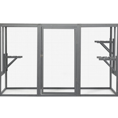 Feline Cage With Waterproof Roof And Adjustable Steps - Gray Black Cover