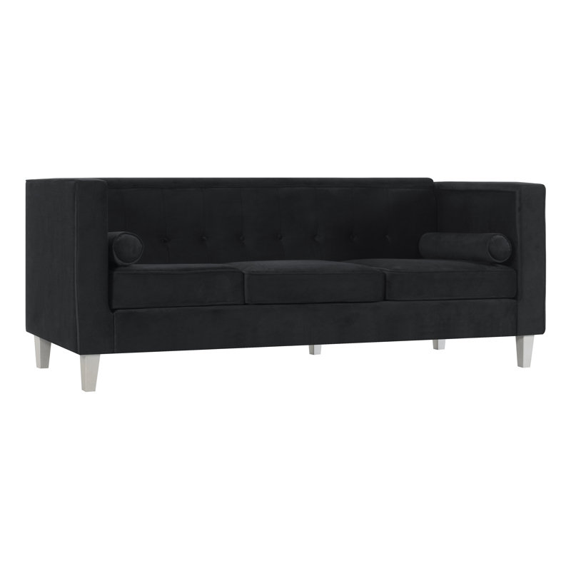  Canapé en velours Ezriah Mid Century, Velours noir