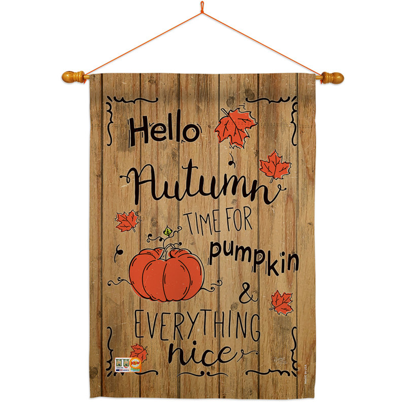Ensemble de drapeaux en polyester 40 po x 28 po Hello Autumn Time for Pumpkin