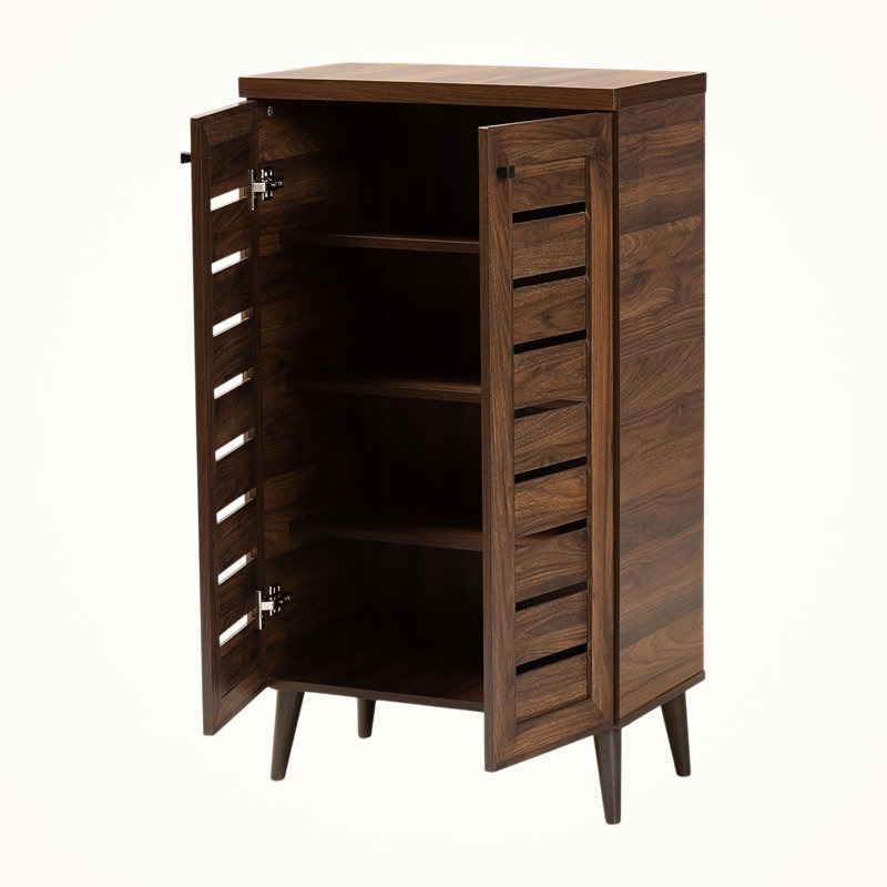 Bramble 2-Door Brown Finished Wood Shoe Storage Cabinet, 41.86'' H X 23.31'' W X 13.25'' D