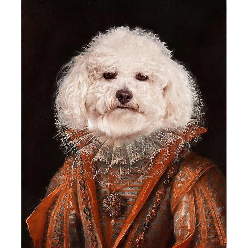 Bichon Frise Dog Period Dress Collection - Art Prints, 50.7cm H x 40cm W x 0.11cm D, Metal