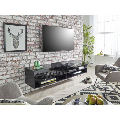 Loami Wall Mounted Black TV Cabinet Stand for TVs up to 65"