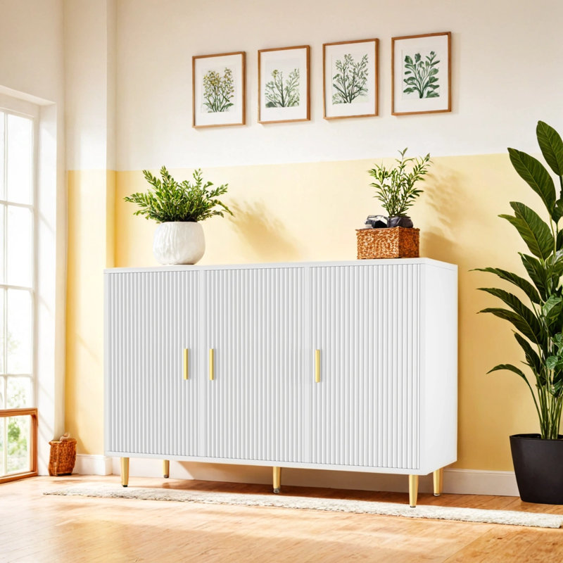 Buffet avec buffet, armoire-bar d'appoint avec 3 portes, armoire d'entrée pour le salon, la cuisine, le couloir, Blanc