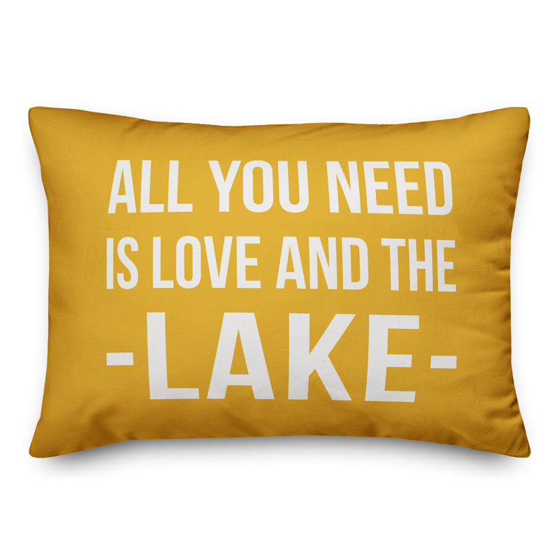  All You Need is Love and the Lake Indoor/Outdoor Lumbar Pillow, Yellow