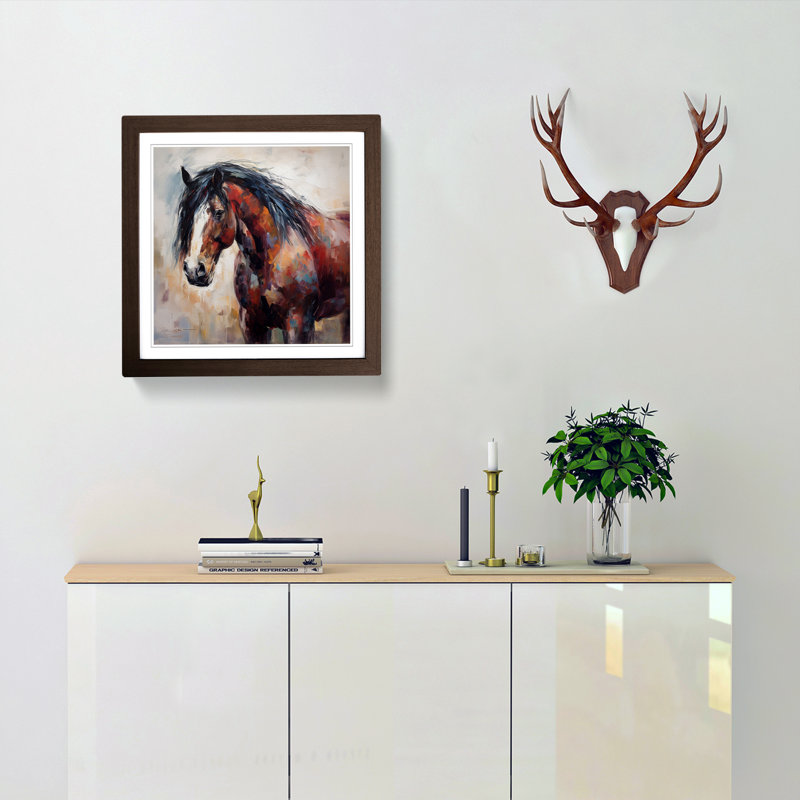Shire Horse Abstract Expressionism No.1 - Framed Print, Walnut