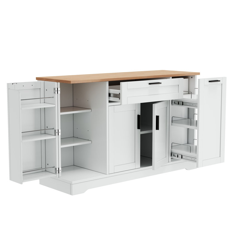 Buffet de 53 po avec tiroir et tablettes réglables, Blanc