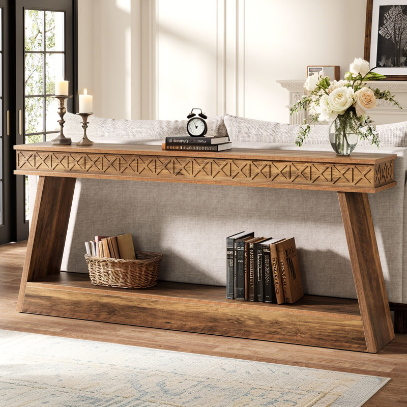 Table d'entrée 70,87 po avec console et rangement Farmhouse, Brun