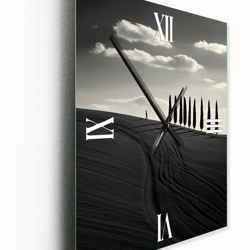 Horloge murale noir et blanc Desert Scenery II - Meadow, Petit