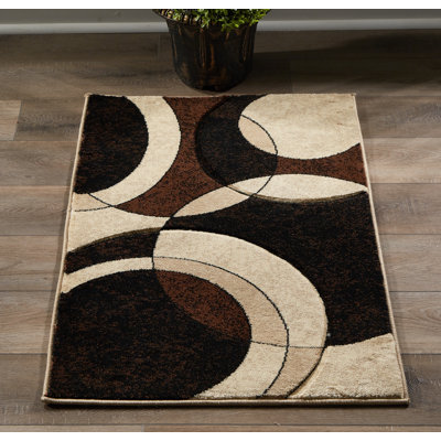 Tapis abstrait beige / brun Prunty