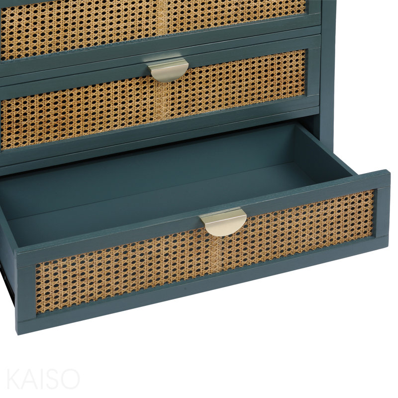 3 Drawer Cabinet,Natural Rattan,American Furniture,Suitable For Bedroom, Living Room, Study, Green