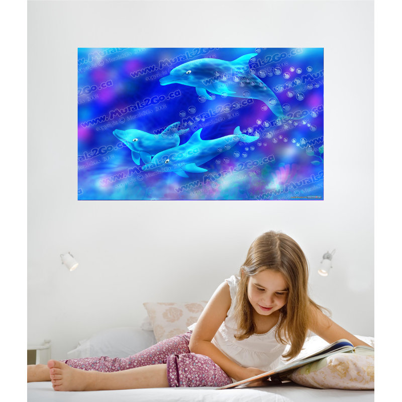 Adhésif décoratif dauphins, H 15 po x l 24 po
