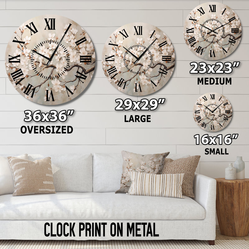 Horloge murale Cherry Blossom III - Minimalisme, Surdimensionné
