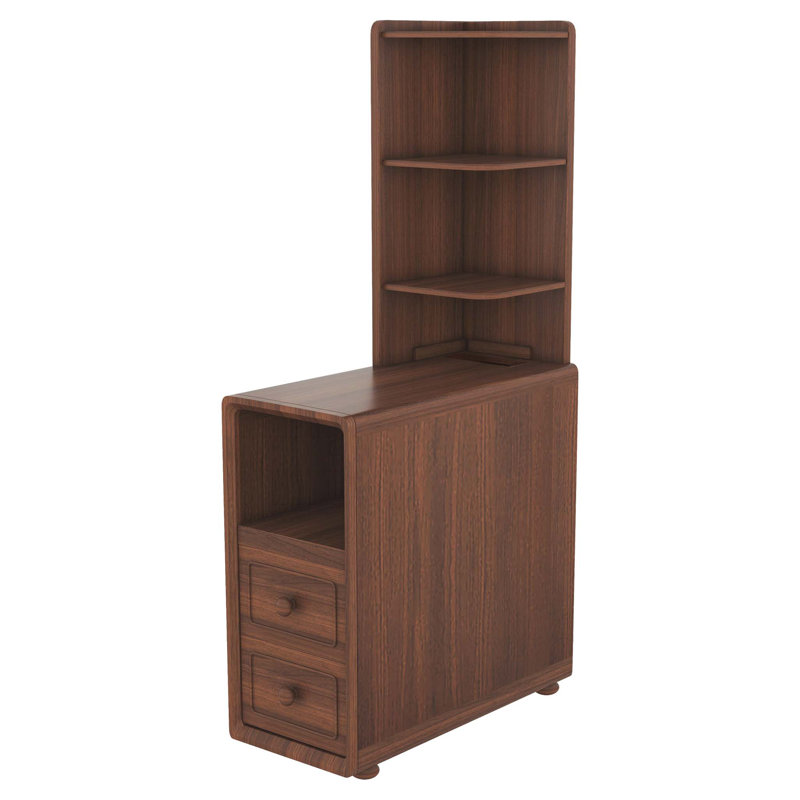 End Table with Drawers, Corner Table with Open Shelves, Tall Side Table for Bedroom and Corner