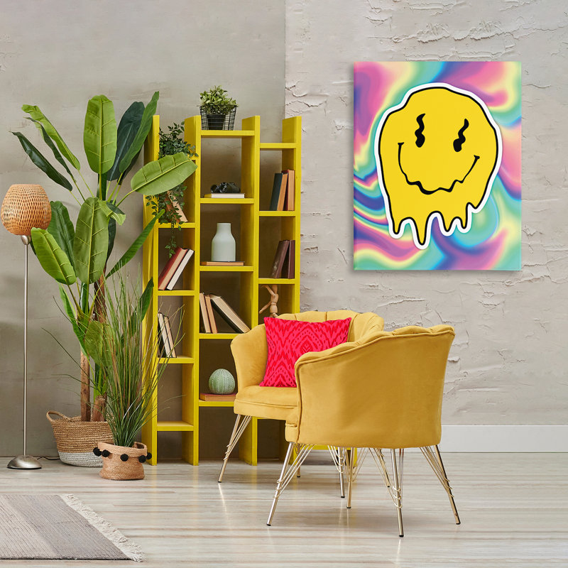Toile abstraite fondante avec sourire souriant par Reinders, H 40 po x l 30 po